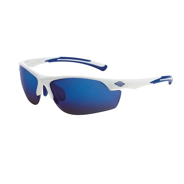 SFTY GLS, AR3, WHITE FR, BLUE MIR LENS 7" x3" x2"